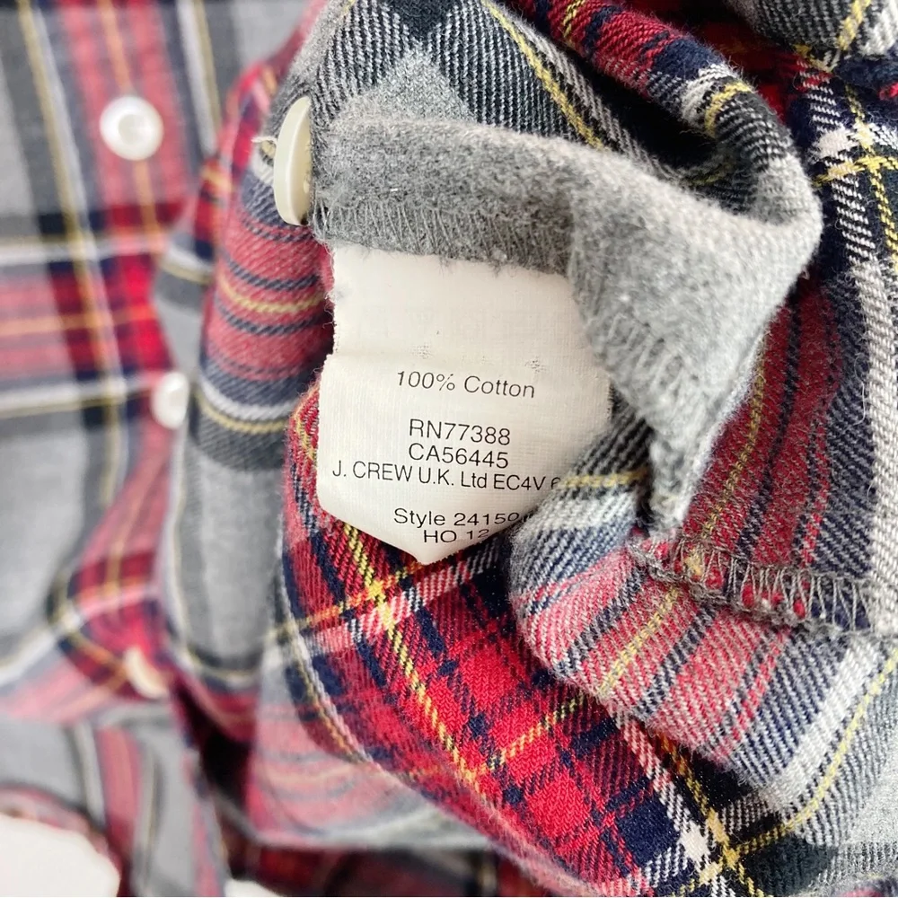J.Crew Boy Fit Tartan Plaid Button Shirt Size 2